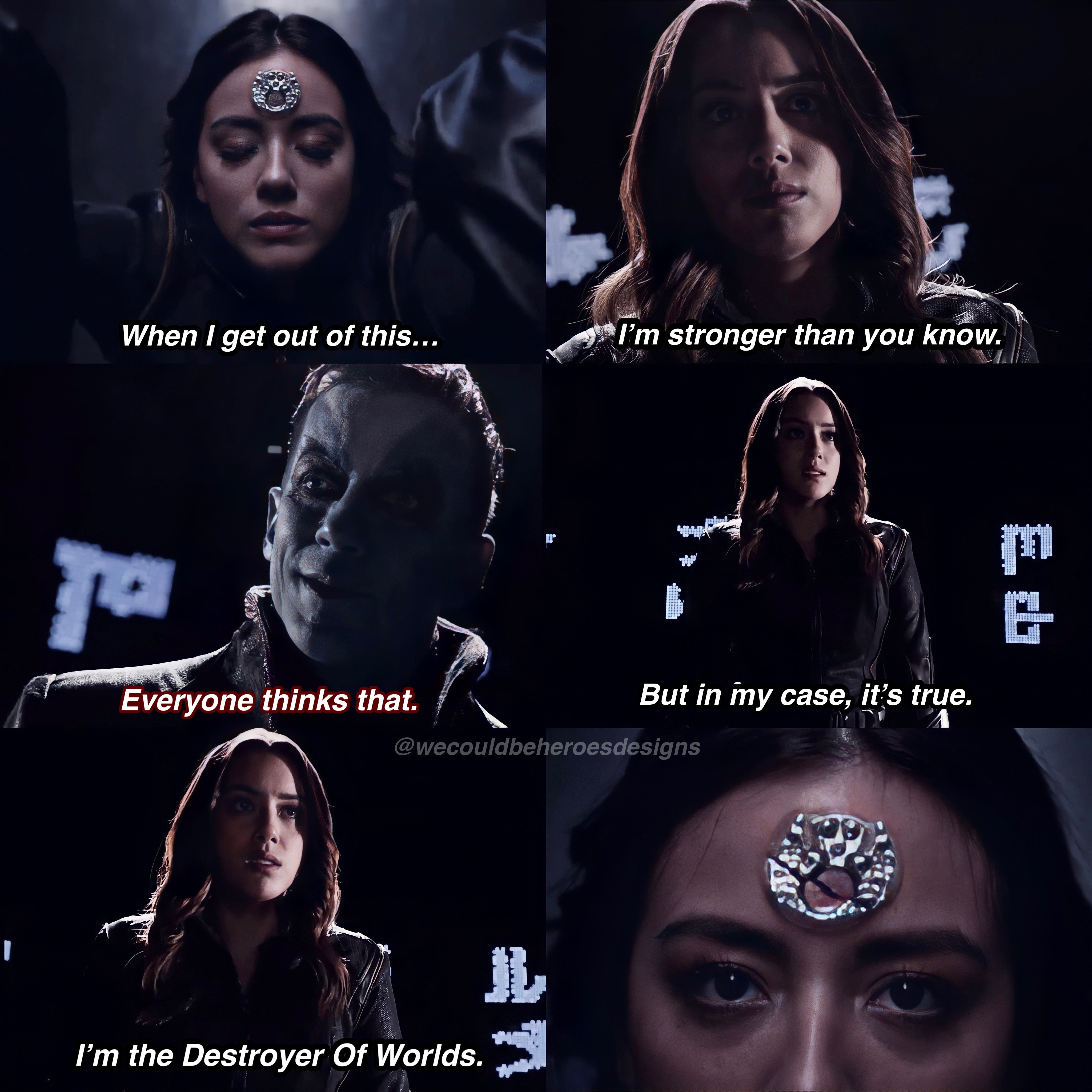 Marvel’s Agents of SHIELD TV Show Daisy Skye Johnson Scene Quote “I’m The Destroyer Of Worlds” season 5 episode 21